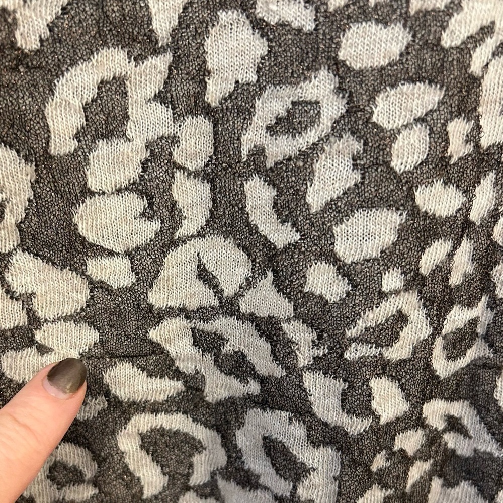 Animal Print Sweater Top INC Shirt Metallic Leopard Wool Brown Taupe Size Small - Picture 9 of 12